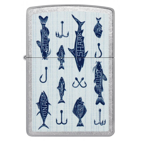 Запальничка бензинова ZIPPO Street Chrome Fishing Lures Design Сріблястий, синій (46719)