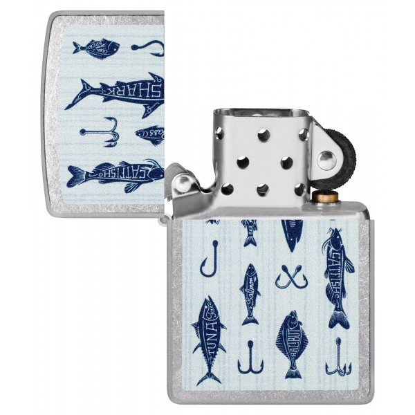 Запальничка бензинова ZIPPO Street Chrome Fishing Lures Design Сріблястий, синій (46719)