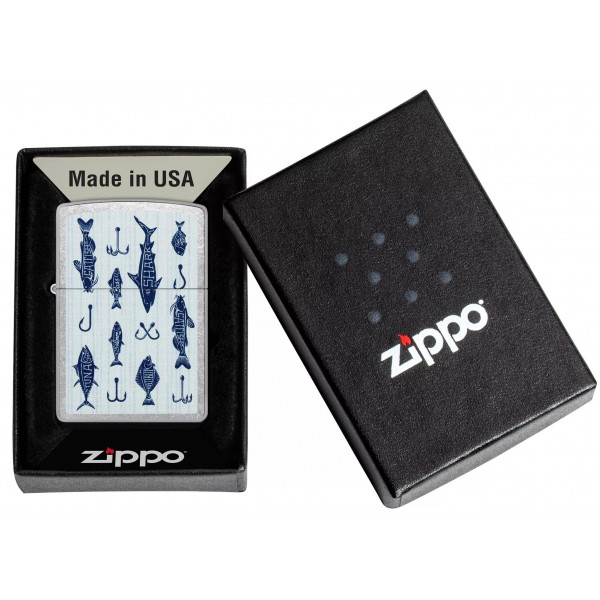 Запальничка бензинова ZIPPO Street Chrome Fishing Lures Design Сріблястий, синій (46719)