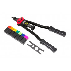 Заклепочник дворучний різьбовий посилений зі шкалою затяжки від 0-10мм (L - 380мм, різьбові адаптери - М3, М4, М5, М6, М8, М10, М12) Forsage F-67805