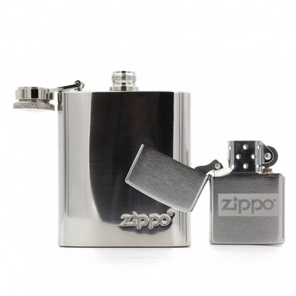 Подарунковий набір ZIPPO фляга 90 мл (3 OZ) Polished Chrome із запальничкою Chrome Brushed полірований хром Сріблястий (49358) Подарунковий набір ZIPPO фляга 90 мл (3 OZ) Polished Chrome із запальничкою Chrome Brushed полірований хром Сріблястий (49358)
