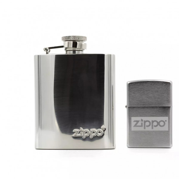 Подарунковий набір ZIPPO фляга 90 мл (3 OZ) Polished Chrome із запальничкою Chrome Brushed полірований хром Сріблястий (49358) Подарунковий набір ZIPPO фляга 90 мл (3 OZ) Polished Chrome із запальничкою Chrome Brushed полірований хром Сріблястий (49358)