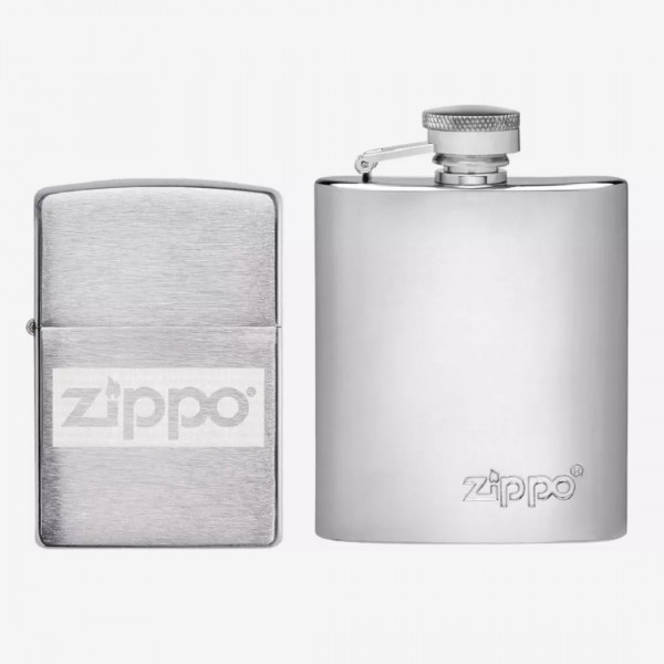 Подарунковий набір ZIPPO фляга 90 мл (3 OZ) Polished Chrome із запальничкою Chrome Brushed полірований хром Сріблястий (49358) Подарунковий набір ZIPPO фляга 90 мл (3 OZ) Polished Chrome із запальничкою Chrome Brushed полірований хром Сріблястий (49358)