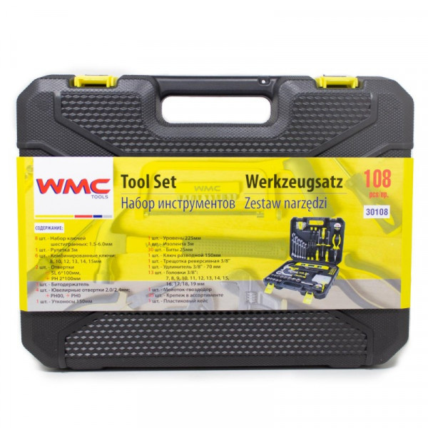 Набір інструментів 108пр. 1/4'', 3/8'' (6гр.) (4-19мм) WMC TOOLS 30108