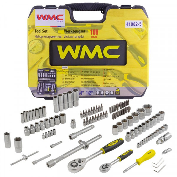 Набір інструментів 108 предметів 1/2", 1/4" (6гр.) WMC TOOLS 41082-5