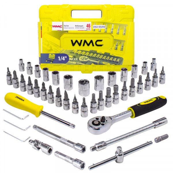Набір інструментів 46 предметов 1/4'' (6гр.) WMC TOOLS WT-2462-5 EURO