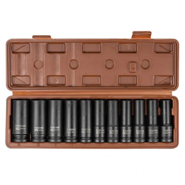 Набір головок ударних 11пр. 1/2" 6-гранна (10-24мм) FORSTIME FT-4117-5MPB