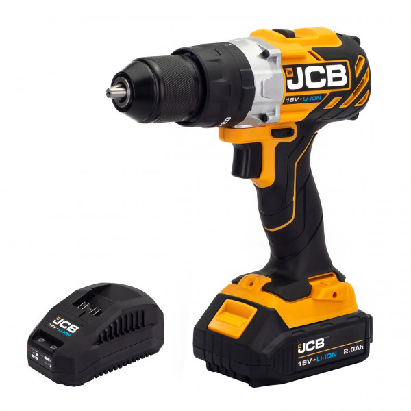 Безщіткова ударна дриль-шуруповерт (JCB-BLCD-BE) 18V, max 65Nm в комплекті із зарядним пристроєм (JCB-18VFC-E) 2.4A та батареєю акумуляторною (JCB-20LI-E) 2.0AH JCB-18BLCD-