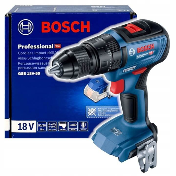 Безщітковий акумуляторний ударний дриль-шурупокрут Bosch Professional GSB 18V-50 06019H5106