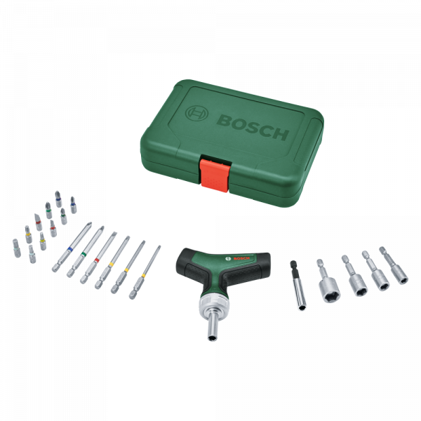 Набір біт для викрутки з тріскачкою і T-подібною ручкою BOSCH (1600A02Z9T)