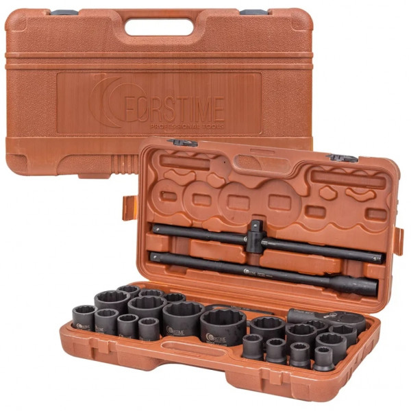 Набір ударних інструментів 26пр. 3/4" 1" (12гр.) (17-65мм) Forstime FT-68262-9MPB