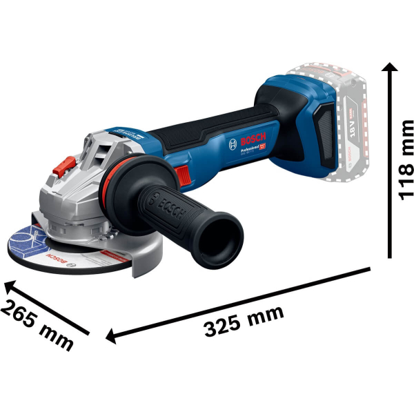 Акумуляторна безщіткова кутова шліфувальна машина Bosch GWS 18V-11S (06019N4002) (2 аку 5Ah та ЗП в L-Boxx)