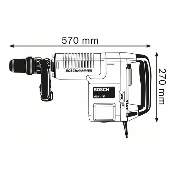 Відбійний молоток Bosch Professional GSH 11 E в чемодані з плоским зубилом 0611316708