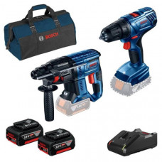 Набір інструментів Bosch Professional перфоратор GBH 180-LI + дриль-шурупокрут GSR 180-LI в сумці з 2 акб GBA 18V 4.0Ah і з/п GAL 18V-40 0615990M31