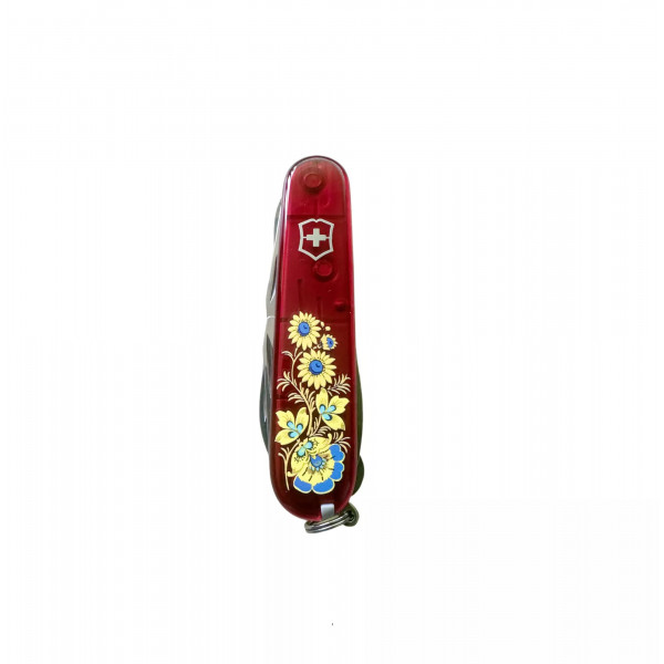 Складаний ніж 91 мм Victorinox Huntsman Ukraine 15 функцій, 4 шари, червоний напівпрозорий, Квіти (1.3713.T_T1050u) Складаний ніж 91 мм Victorinox Huntsman Ukraine 15 функцій, 4 шари, червоний напівпрозорий, Квіти (1.3713.T_T1050u)