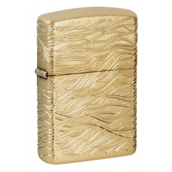 Запальничка армована бензинова ZIPPO Armor® 360° MultiCut Tumbled Brass  Luxury Waves, золотиста (46273)