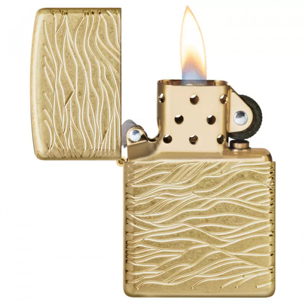 Запальничка армована бензинова ZIPPO Armor® 360° MultiCut Tumbled Brass Luxury Waves, золотиста (46273) Запальничка армована бензинова ZIPPO Armor® 360° MultiCut Tumbled Brass Luxury Waves, золотиста (46273)