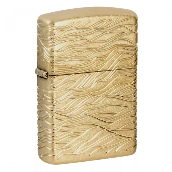Запальничка армована бензинова ZIPPO Armor® 360° MultiCut Tumbled Brass Luxury Waves, золотиста (46273) Запальничка армована бензинова ZIPPO Armor® 360° MultiCut Tumbled Brass Luxury Waves, золотиста (46273)