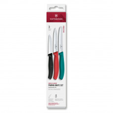 Набір ножів для чищення овочів Victorinox Swiss Classic 3 ножа чорн/черв/зел 6.7116.34C1
