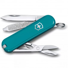 Сскладаний ніж брелок 58мм Victorinox CLASSIC SD Mountain Lake 2 шари 7 функцій, бірюзовий (0.6223.23)