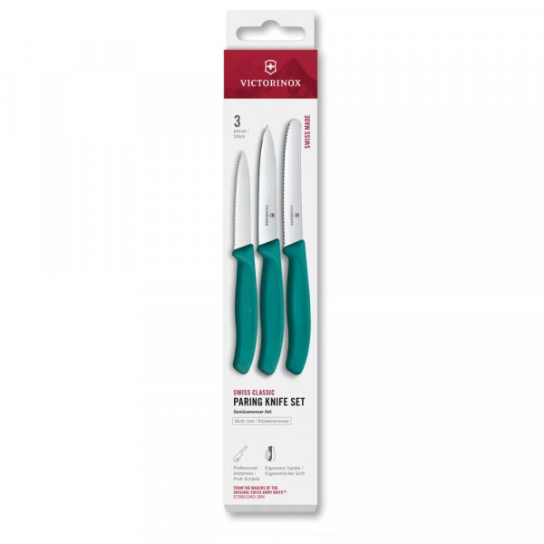 Набір кухонних ножів 3 предмети Victorinox Swiss Classic 8, 10 та 11 см Зелений (6.7114.34C1) Набір кухонних ножів 3 предмети Victorinox Swiss Classic 8, 10 та 11 см Зелений (6.7114.34C1)