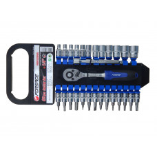 Набір головок і біт з тріскачкою 28пр. 1/4'' (4-14мм; Torx:T10-T30; Hex:3-6мм; Slotted:SL4.5-SL7; Philips: PH1-PH2) Forsage F-027-5 MSA