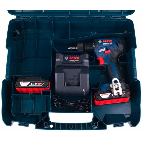 Безщітковий акумуляторний дриль-шурупокрут Bosch Professional GSR 18V-50 в L-Case з 2 акб 2 Ah та з/п GAL 18V-20 06019H5000