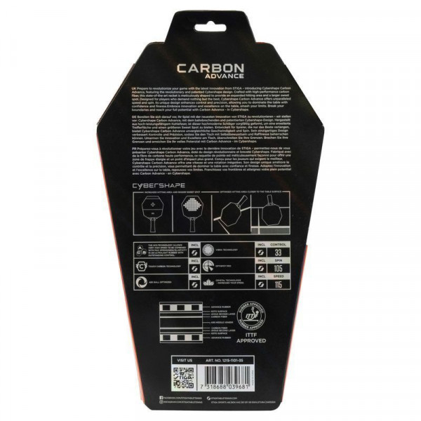 Ракетка для настільного тенісу Stiga Carbon Advance Cybershape FL (1215-1101-35) 932356 Ракетка для настільного тенісу Stiga Carbon Advance Cybershape FL (1215-1101-35) 932356