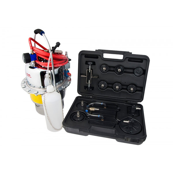 Пристрій для заміни гальмівної рідини пневматичний з набором кришок-перехідників для розширювального бачка автомобіля Forsage F-9T3608U