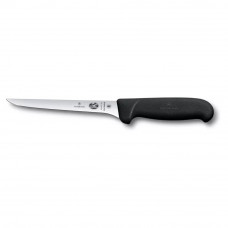 Ніж кухонний обвалювальний 15 см Victorinox Fibrox Boning дуже вузьке пряме гнучке лезо гладка кромка Чорний (5.6413.15)