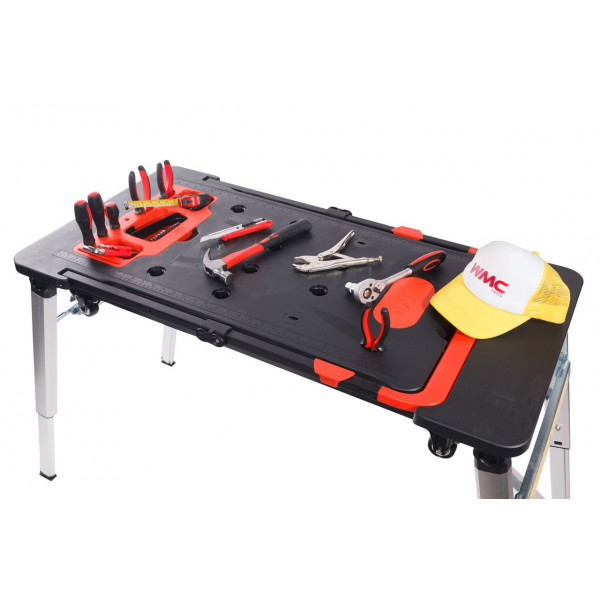 Верстат багатофункціональний, 7 в 1 (верстак-max нагр.150кг, візок-150кг, лісу-250кг, робоча платформа-108х45см, столярний козел, лежак, візок-платформ