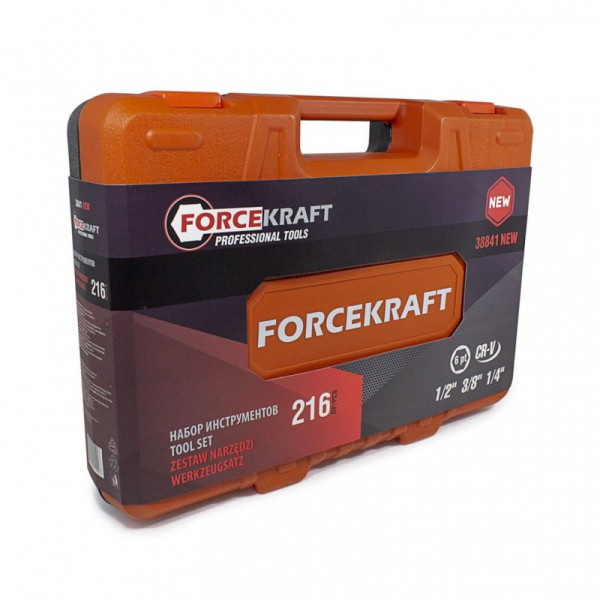 Набір інструментів 216пр. 1/4''3/8''1/2''(6гр.)(4-32мм) FORCEKRAFT FK-38841