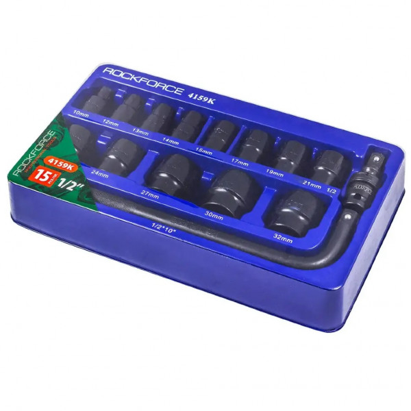 Набір ударних головок 15 предметів, 1/2", 6-гр. у ложементі RockForce RF-4159K