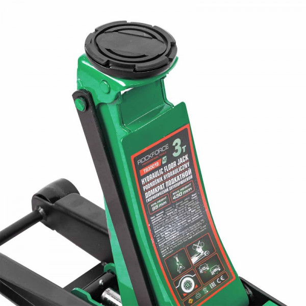 Домкрат підкатний гідравлічний двопоршневий 3т (h min 85мм, h max 430мм) ROCKFORCE RF-T830018 HT