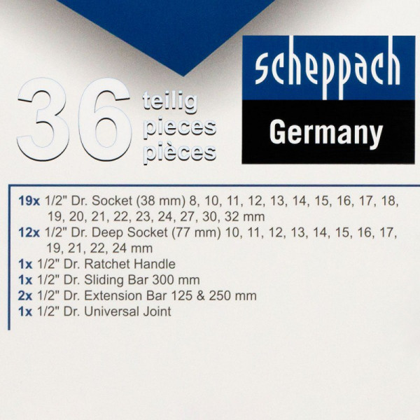 Набір інструментів 36 предметів 1/2'' SCHEPPACH SCH-4362M