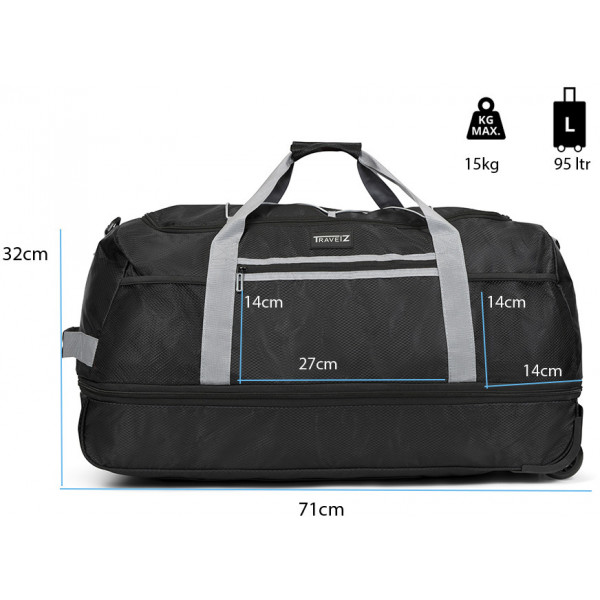 Сумка дорожня на колесах TravelZ Wheelbag Doubleloader foldable black 80(95)L (603096) (931069)