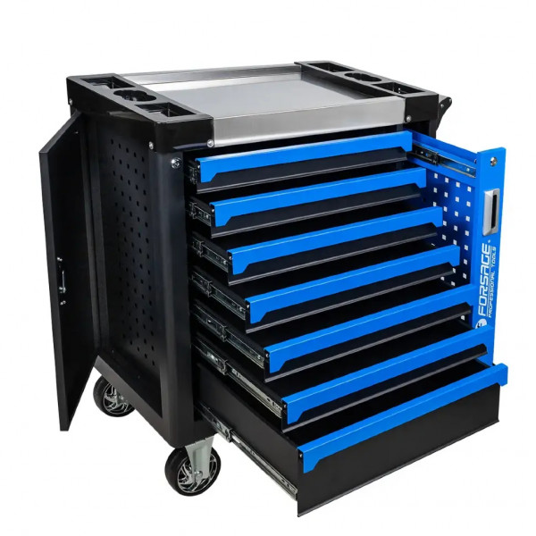 Візок інструментальний 7-поличний з додатковою боковою секцією Forsage F-55301 Візок інструментальний 7-поличний з додатковою боковою секцією Forsage F-55301