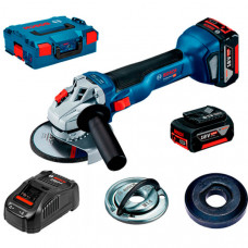 Акумуляторна безщіткова кутова шліфмашина Bosch Professional GWS 18V-10 в L-Boxx 136 з 2 акб GBA 18V 5.0Ah, з/п GAL 1880 CV 06019J4004