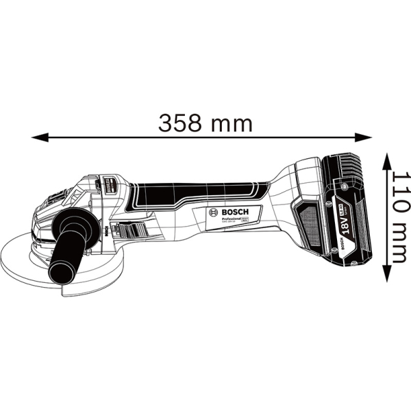 Акумуляторна безщіткова кутова шліфмашина Bosch Professional GWS 18V-10 в L-Boxx 136 з 2 акб GBA 18V 5.0Ah, з/п GAL 1880 CV 06019J4004