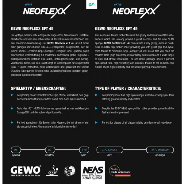 Ракетка для настільного тенісу Gewo Zoom Balance ALL, Neoflexx 48.0 + 45.0, ST (11640000031) (931329)