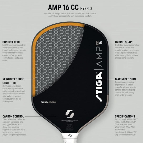 Ракетка для піклболу Stiga AMP CC 16 Hybrid (3202-0318-02) 932363 Ракетка для піклболу Stiga AMP CC 16 Hybrid (3202-0318-02) 932363