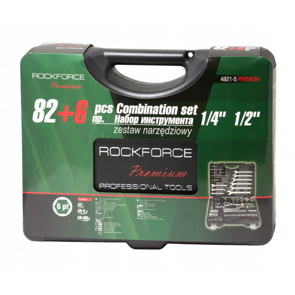 Набір інструментів 82+6пр. 1/2" 1/4" 6-гранна ROCKFORCE RF-4821-5 PREMIUM
