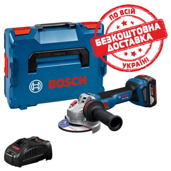 Акумуляторна кутова шліфмашина Bosch GWS 18V-11 S Professional з акб GBA 18V 5 Ah та з/п GAL 1880 CV, в L-BOXX 136 06019N4003