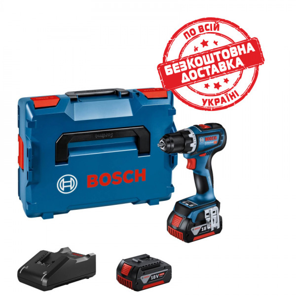 Акумуляторний дриль-шурупокрут Bosch Professional GSR 18V-90 C з 2 акб GBA 18V 5 Ah і з/п GAL 18V-40, в L-BOXX 136 06019K6006