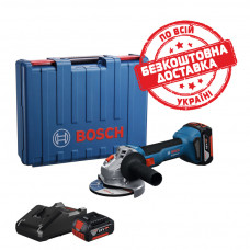 Акумуляторна кутова шліфмашина Bosch Professional GWS 18V-8 з 2 акб GBA 18V 4 Ah та з/п GAL 18V-40, в кейсі 06019N9020