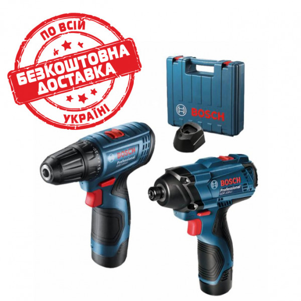 Набір інструментів Bosch Professional дриль-шурупокрут GSR 120-LI + ударний гайковерт GDR 120-LI у валізі з 2 акб GBA 12V по 2.0Ah і з/п 06019G8023