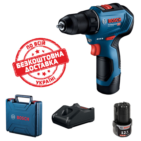 Безщітковий шурупокрут Bosch Professional GSR 12V-30 в чемодані з 2 акб GBA 12V 2 Ah та з/п GAL 12V-40 06019G9000