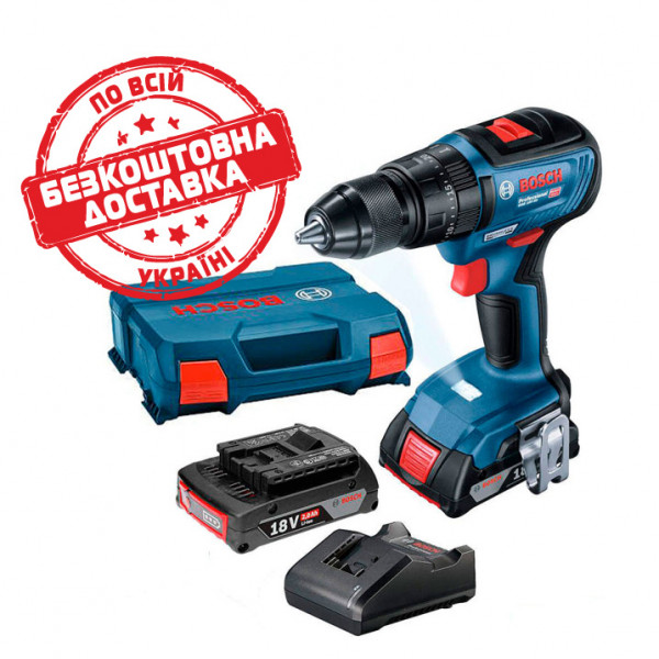 Безщітковий акумуляторний ударний шурупокрут Bosch GSB 18V-50 Professional у L-Case з 2 акб GBA 18V 2 Ah та з/п GAL 18V-20 06019H5100