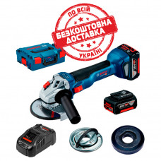 Акумуляторна безщіткова кутова шліфмашина Bosch Professional GWS 18V-10 в L-Boxx 136 з 2 акб GBA 18V 5.0Ah, з/п GAL 1880 CV 06019J4004