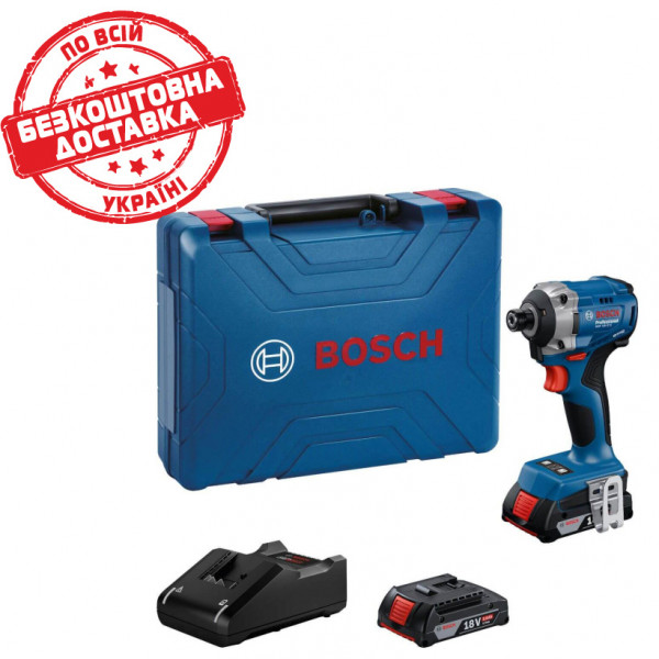 Акумуляторний ударний гайкокрут Bosch Professional GDR 18V-215 з 2 акб GBA 18V 2 Ah та з/п GAL 18V-20, в кейсі 06019N2022